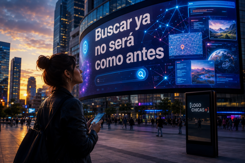 Mujer usa Google Search con Gemini 3.5 Flash y agentes de inteligencia artificial.